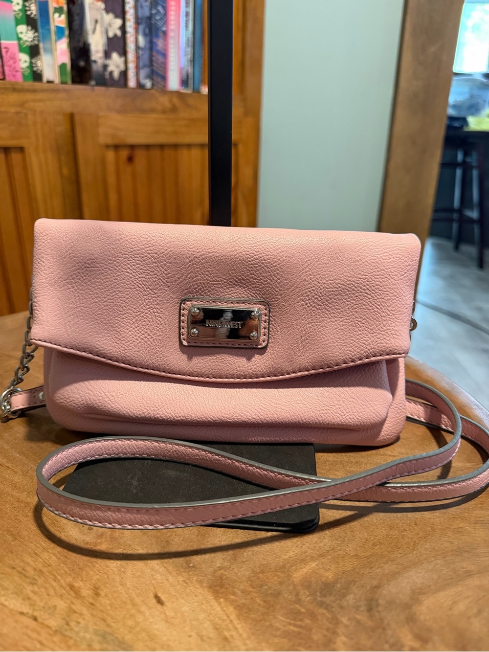 Nine West Blush Pink Crossbody Bag with Chain Accent